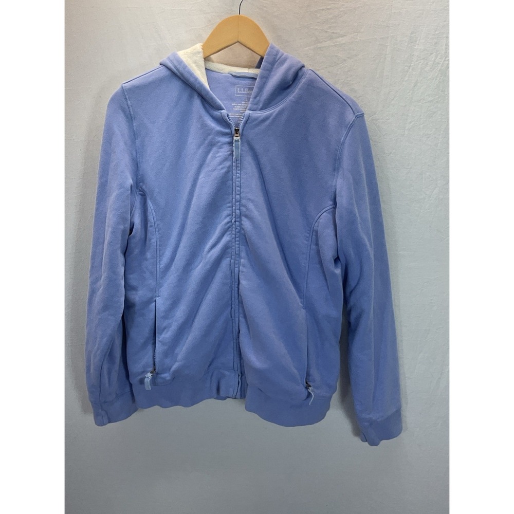 LL Bean Zip Up Cozy Sherpa Lined Sweatshirt Women's Size L Sky Blue Soft Fleece